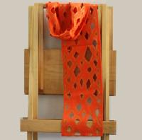 Florescent Orange Cutwork Wool Scarf