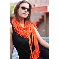 Orange fringed scarf