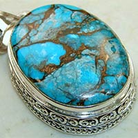 925 Sterling Silver Copper Turquoise Pendant