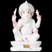 Painted Ganesh with Rat Statue