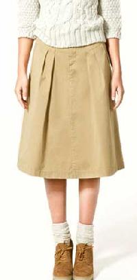 Khaki Knee Length Skirt