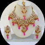 Bollywood Pink Kundan Zircon Necklace Set
