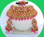 Indian Bollywood Pink Kundan Zircon Necklace Set