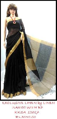 Linen Saree with Blouse add trendy fashion