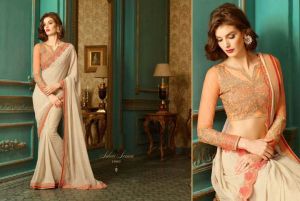 Border Work Shimmer Georgette Designer Saree