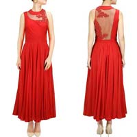 Flawless Red Raw Silk Anarkali Suit