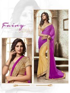Goodness Lavender Georgette Designer Saree