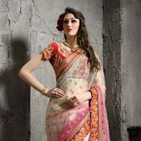 Perfervid Pink Net Designer Saree