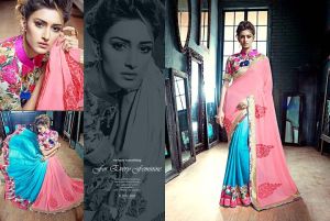 Sacred Hot Pink Georgette Designer Saree