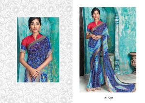Super Shaded Blue Georgette Designer Saree, Gender : Women