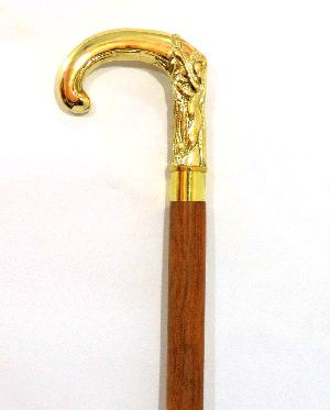 Brass Designer Handle Wooden Walking Cane 36