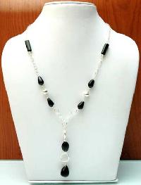 Silver Chain With Black Pearls