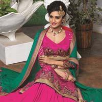 Rani Embroidered Viscose Semi Stitched Designer Lehenga Choli With Blouse