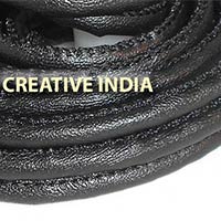 Round Leather Cords - Stitched      C015 Black