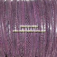 Snake Round Stitched Nappa Leather Cords   259 PURPLE REPTILE
