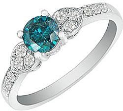 14k Gold 23ct Blue Topaz White Diamond Ring,diamond Jewelry,gemstone Ring
