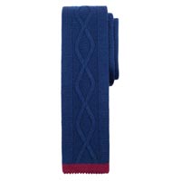 Center Line Cable Knit Wool Tie Navy Burgundy