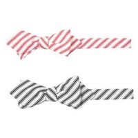 Cotton Track Stripe Diamond Tip Bow Tie