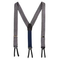 Navy Brown Check Wool Suspenders Made in Usa