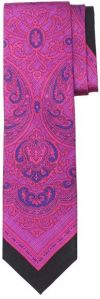 Silk Print Tie Floral Fuchsia Black