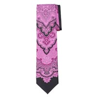 Silk Print Tie Floral Tapestry Pink Black
