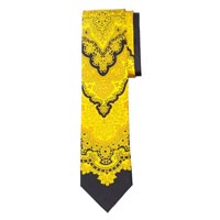 Silk Print Tie Floral Tapestry Yellow Black
