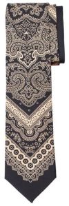 Silk Print Tie Italian Black Gold