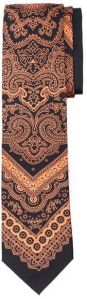 Silk Print Tie Italian Black Orange