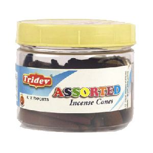Tridev Assorted Incense Cones Jar 90 Grams