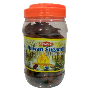 Tridev Hawan Sugandh Incense Cones Jar 500 Grams