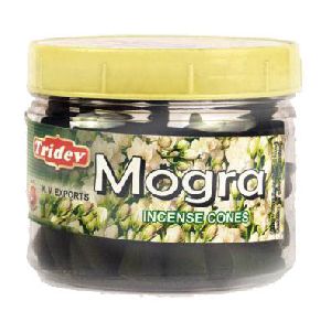 Tridev Mogra Incense Cones Jar 90 Grams