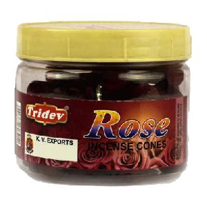 Tridev Rose Incense Cones Jar 90 Grams
