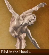 BIRD IN THE HAND human sculpture