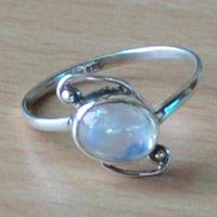 1.2 Gm Rainbow Moonstone Gemstone 925 Sterling Silver Ring