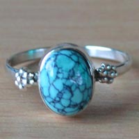 1.6 Gm Blue Turquoise Gemstone 925 Sterling Silver Ring