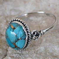 2.1 Gm Blue Copper Turquoise Gem Stone 925 Sterling Original Silver Ring