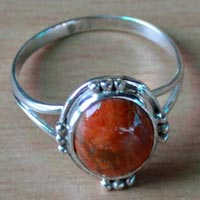 2.3 Gm Orange Copper Turquoise Gemstone 925 Sterling Silver Ring