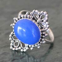 3.8 Gm Blue Chalcedony Gemstone 925 Sterling Original Silver Ring