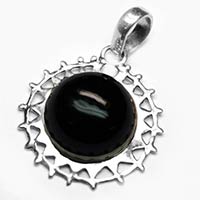 Black Onyx Gemstone 925 Sterling Original Silver Pendant