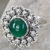 4.5 Gm Green Onyx Gemstone 925 Sterling Original Silver Ring
