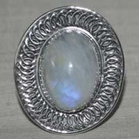 Rainbow Moonstone Gemstone Sterling Silver Ring