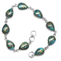 Blue Turquoise Gemstone 925 Sterling Silver Bracelet