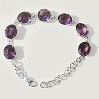 Pink Amethyst Gemstone 925 Sterling Silver Bracelet