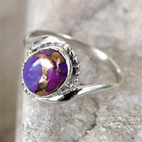 Purpel Copper Turquoise Gem Stone 925 Sterling Original Silver Ring