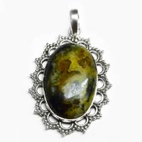 Rain Forest Opal Gem Stone 925 Sterling Silver Pendant
