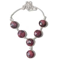 Ruby Zoisite Gem Stone 925 Sterling Silver Necklace
