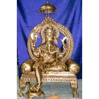 Brass Golden Ganesh Chatri statue
