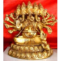 Brass Punchmukhi Ganesh statue