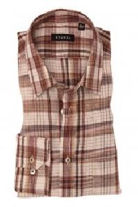 Brown Tonal Check Linen Shirt