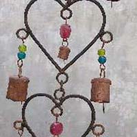 wrought iron heart wind chimes